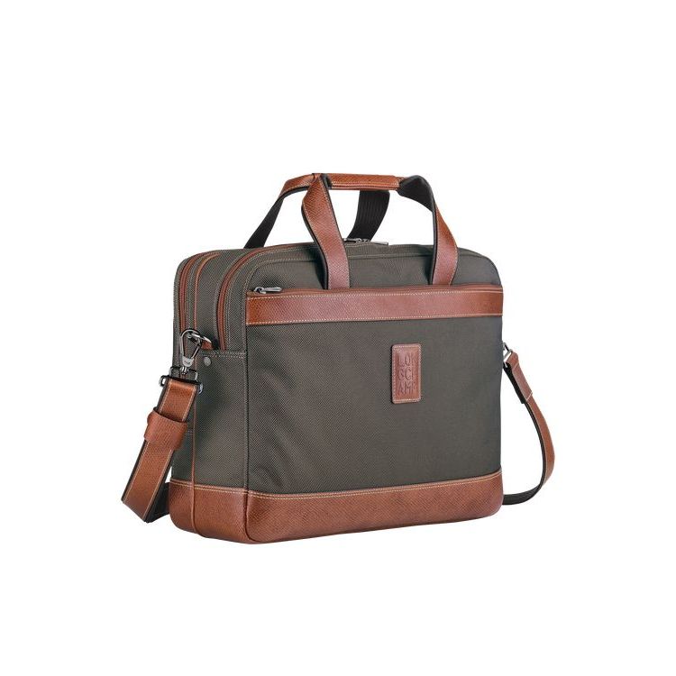 Longchamp Briefcase L Canvas Aktetas Bruin | 089623-MUF