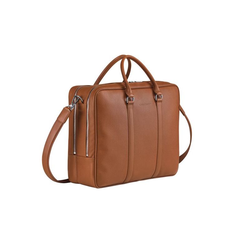 Longchamp Briefcase L Caramel Leren Aktetas Bruin | 819045-ZWV