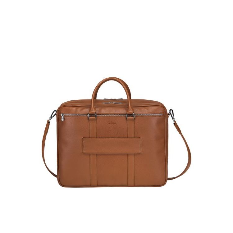 Longchamp Briefcase L Caramel Leren Aktetas Bruin | 819045-ZWV