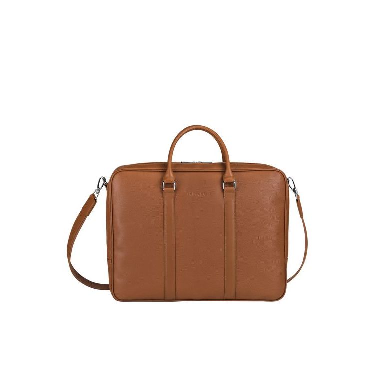 Longchamp Briefcase L Caramel Leren Aktetas Bruin | 819045-ZWV