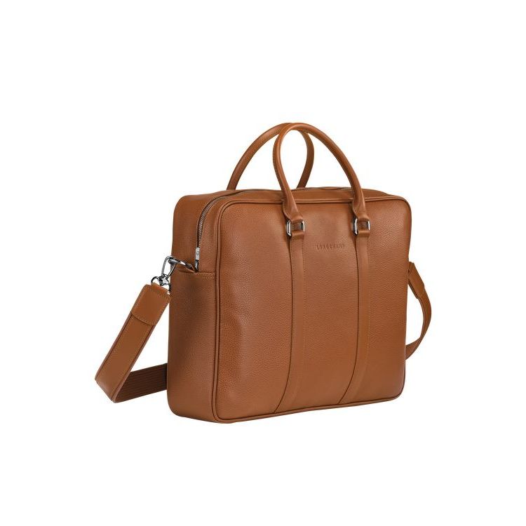 Longchamp Briefcase M Caramel Leren Aktetas Bruin | 132679-VUS