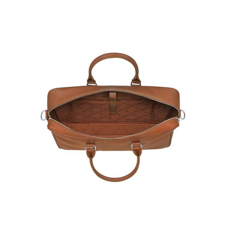 Longchamp Briefcase M Caramel Leren Aktetas Bruin | 132679-VUS