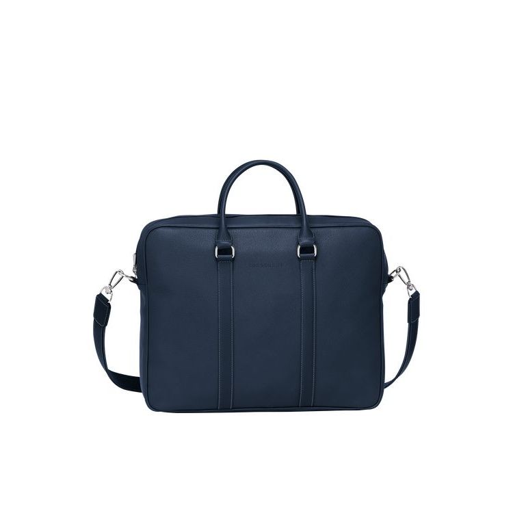 Longchamp Briefcase M Leren Aktetas Donkerblauw | 274653-KHT