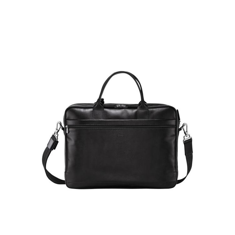 Longchamp Briefcase M Leren Aktetas Zwart | 059482-NWF