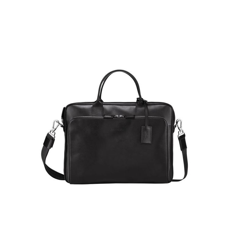 Longchamp Briefcase M Leren Aktetas Zwart | 059482-NWF