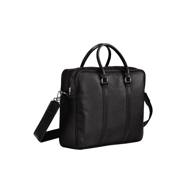 Longchamp Briefcase M Leren Aktetas Zwart | 402361-HFI