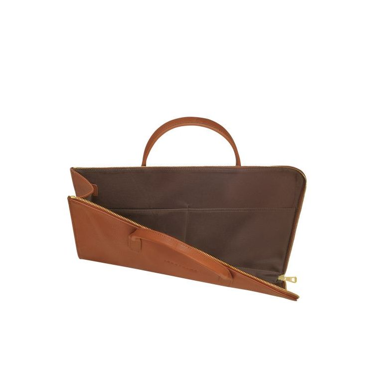 Longchamp Briefcase S Caramel Leren Aktetas Bruin | 158426-AYK