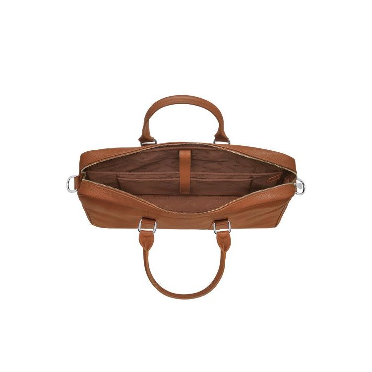 Longchamp Briefcase S Caramel Leren Aktetas Bruin | 213467-GNZ