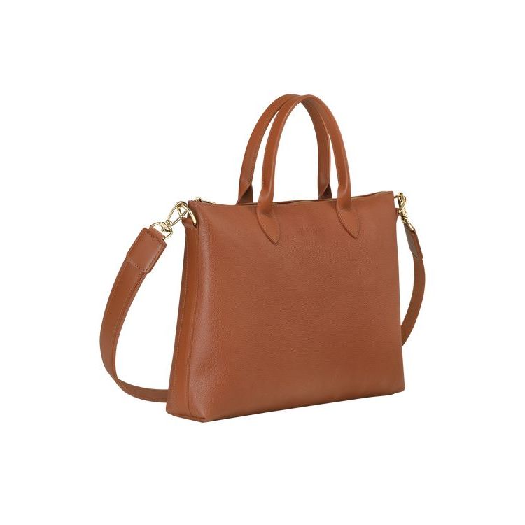 Longchamp Briefcase S Caramel Leren Aktetas Bruin | 276481-NYS