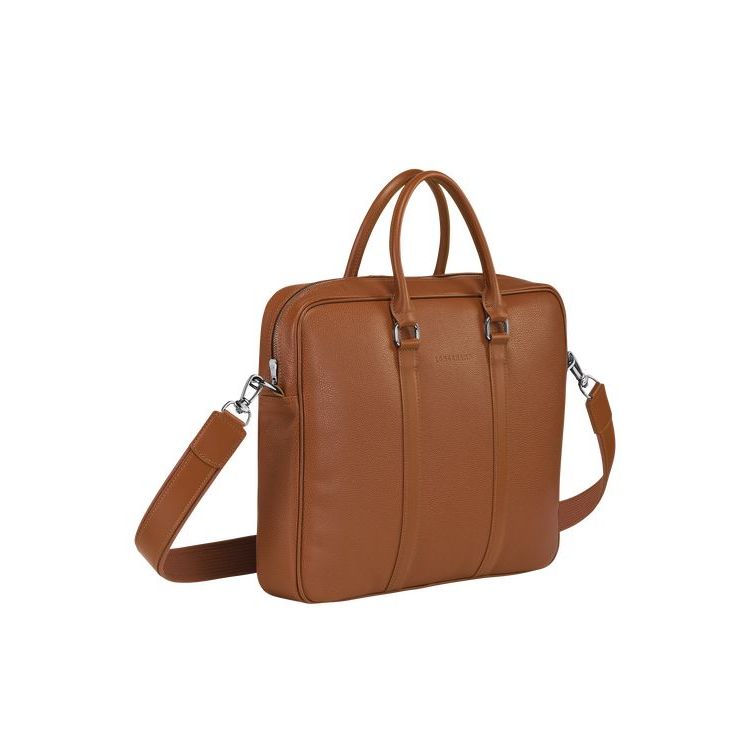 Longchamp Briefcase S Caramel Leren Aktetas Bruin | 481027-ZPX