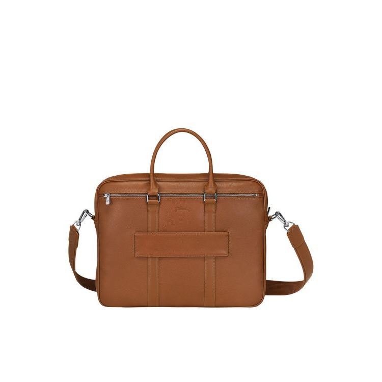 Longchamp Briefcase S Caramel Leren Aktetas Bruin | 481027-ZPX