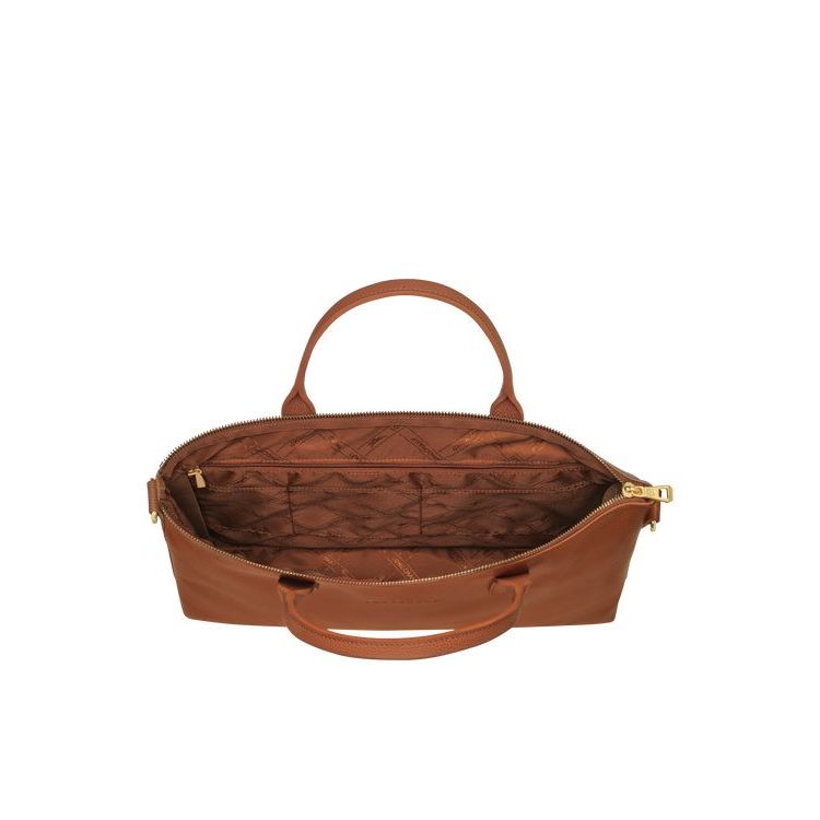 Longchamp Briefcase S Caramel Leren Aktetas Bruin | 598241-BZD