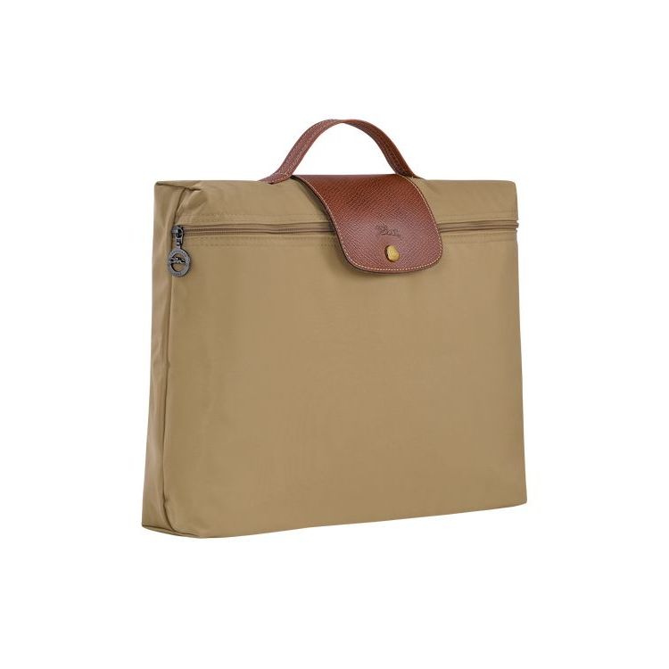 Longchamp Briefcase S Desert Recycled canvas Aktetas Khaki | 437169-LFT