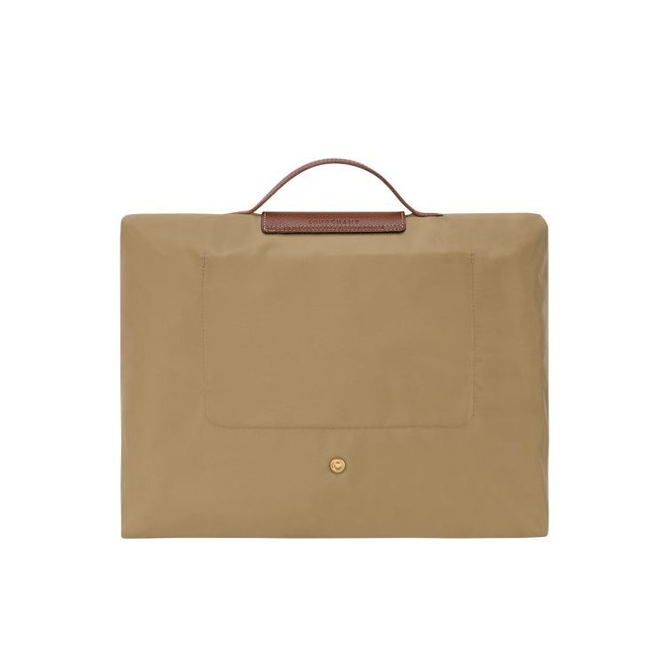 Longchamp Briefcase S Desert Recycled canvas Aktetas Khaki | 437169-LFT