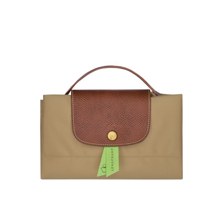 Longchamp Briefcase S Desert Recycled canvas Aktetas Khaki | 437169-LFT