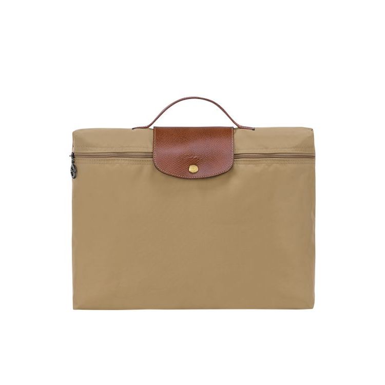 Longchamp Briefcase S Desert Recycled canvas New Khaki | 954813-XJC