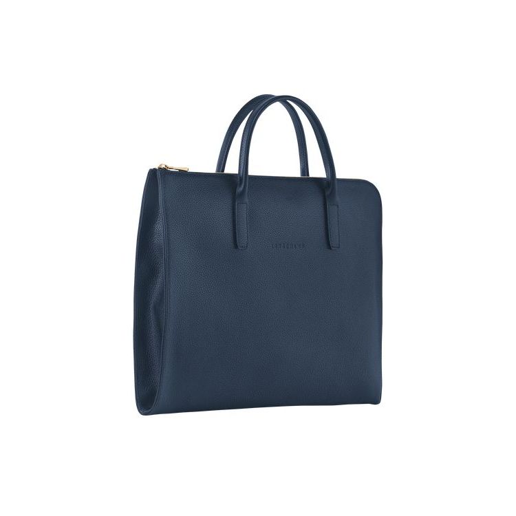 Longchamp Briefcase S Leren Aktetas Donkerblauw | 345096-USK