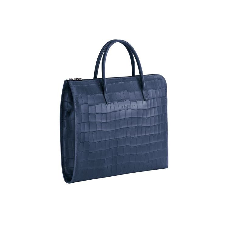 Longchamp Briefcase S Leren Aktetas Donkerblauw | 361580-XDB