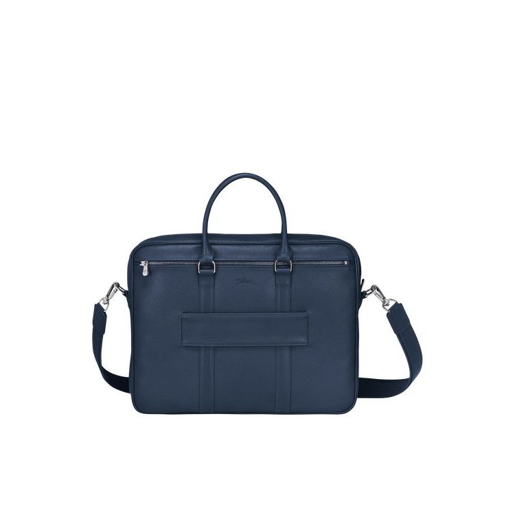 Longchamp Briefcase S Leren Aktetas Donkerblauw | 694015-VOK