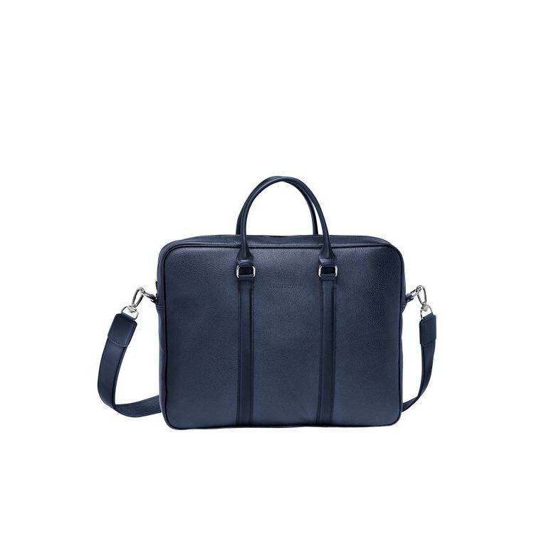 Longchamp Briefcase S Leren Aktetas Donkerblauw | 694015-VOK