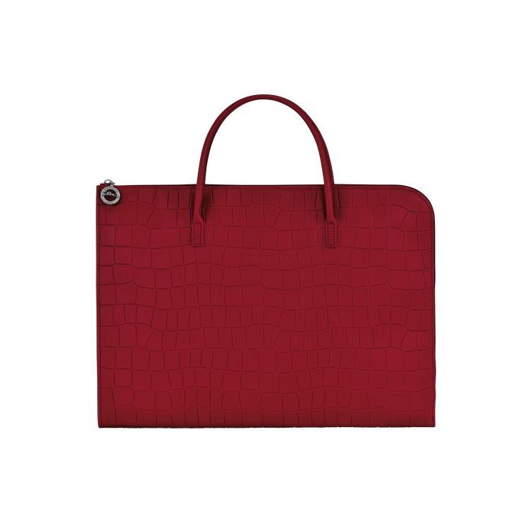 Longchamp Briefcase S Leren Aktetas Rood | 451692-QJK