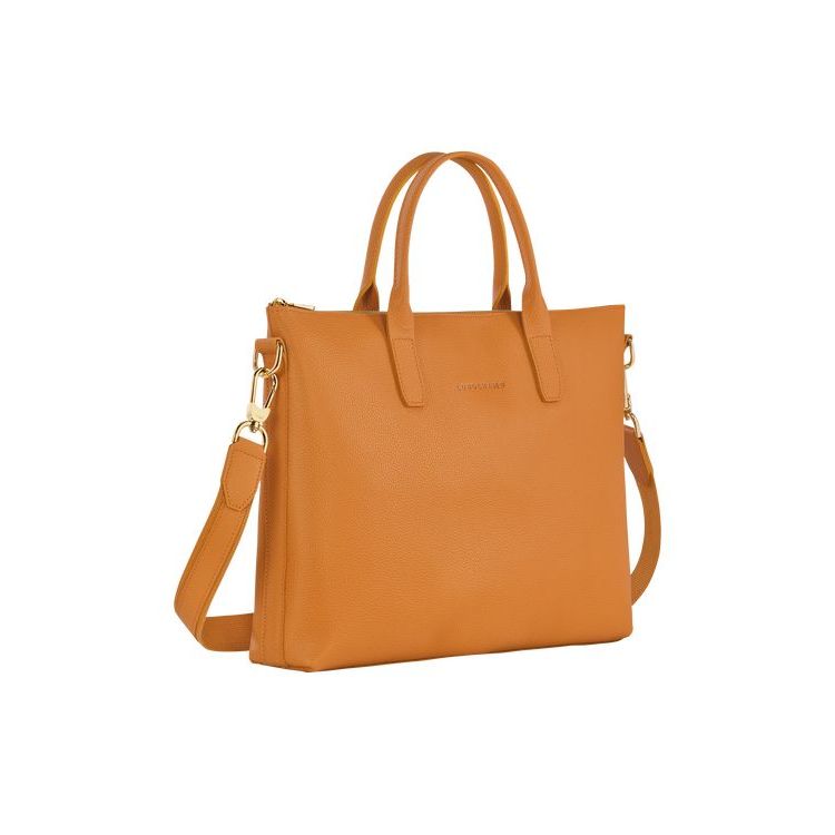 Longchamp Briefcase S Saffron Leren Aktetas Oranje | 054186-LDK