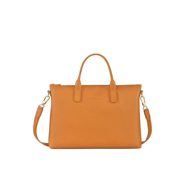 Longchamp Briefcase S Saffron Leren Aktetas Oranje | 054186-LDK