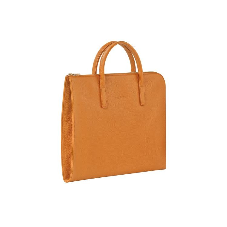 Longchamp Briefcase S Saffron Leren Aktetas Oranje | 193526-RPE