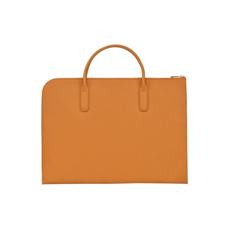 Longchamp Briefcase S Saffron Leren Aktetas Oranje | 193526-RPE