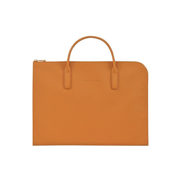 Longchamp Briefcase S Saffron Leren Aktetas Oranje | 360871-HBT