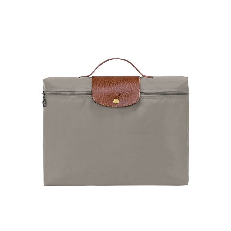 Longchamp Briefcase S Turtledove Recycled canvas Aktetas Grijs | 208316-FMR