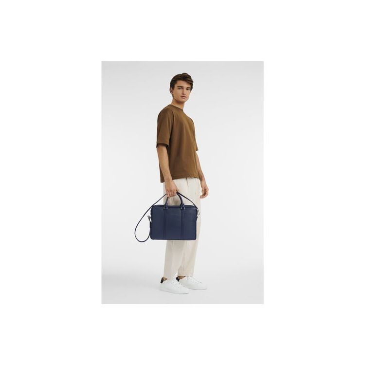 Longchamp Briefcase Xs Leren Aktetas Donkerblauw | 156209-YOH