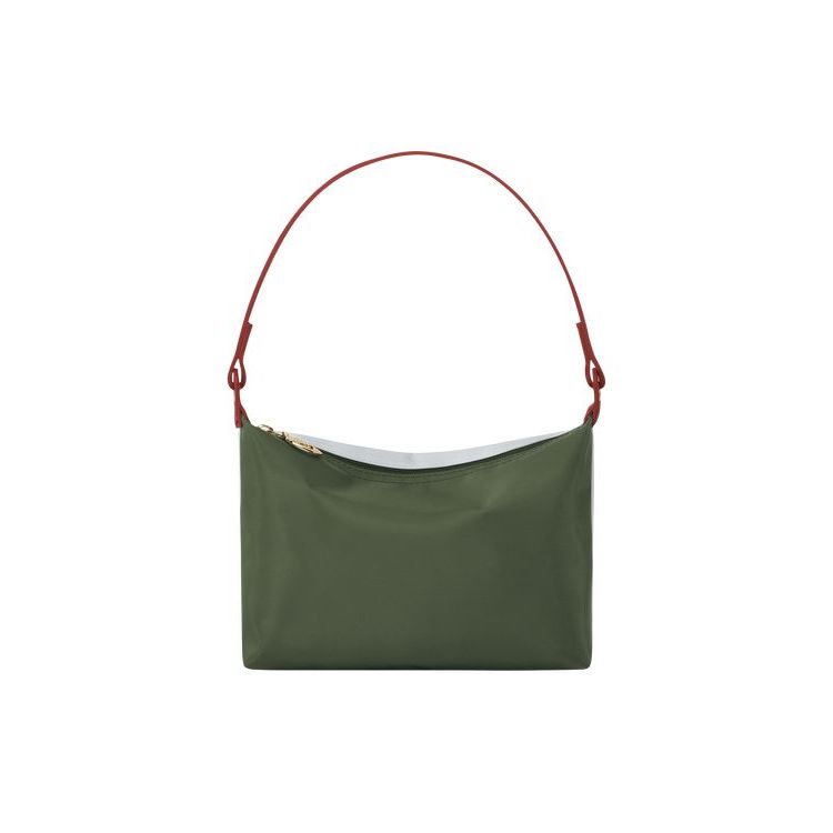 Longchamp Canvas Schoudertassen Khaki | 358126-SWA