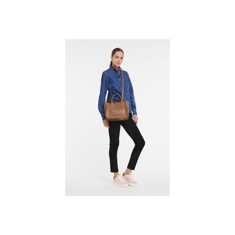 Longchamp Caramel Leren Handtas Bruin | 083194-AFG