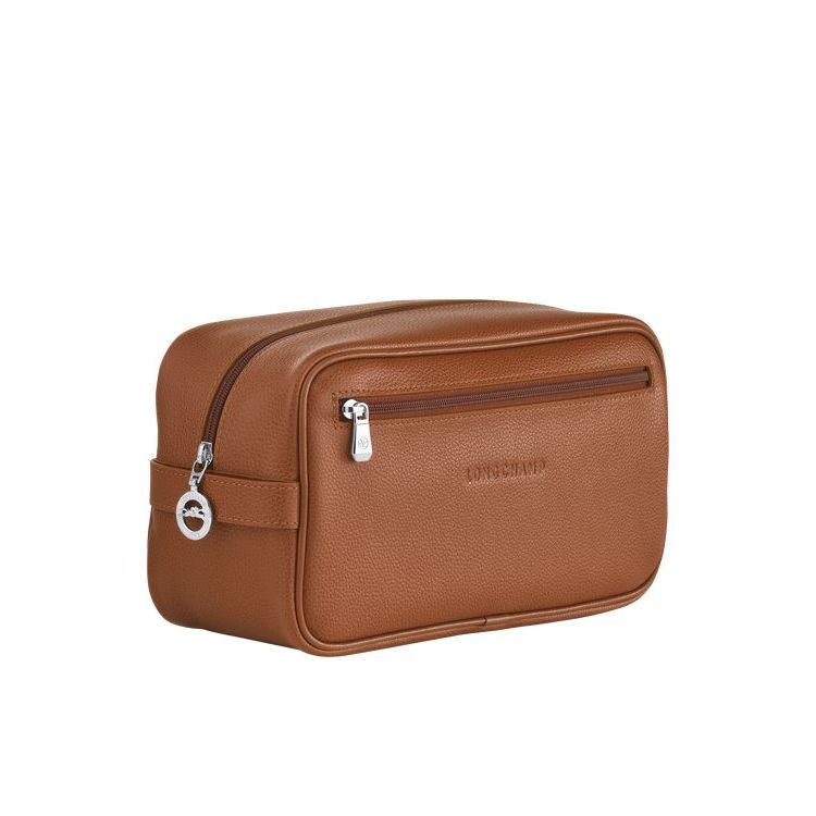 Longchamp Caramel Leren Toilettas Bruin | 087453-KQN