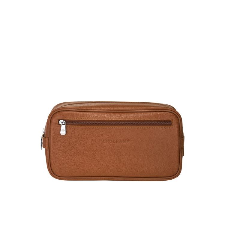 Longchamp Caramel Leren Toilettas Bruin | 087453-KQN