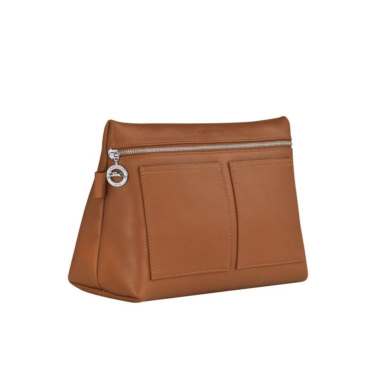 Longchamp Caramel Leren Toilettas Bruin | 701635-WZE