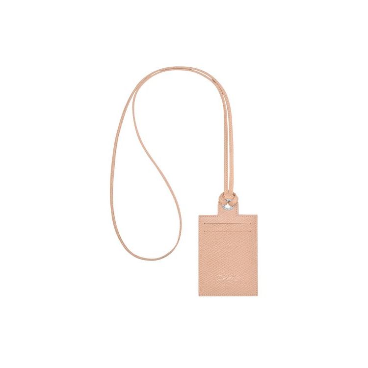 Longchamp Card With Necklace Flowers Leren Kaarthouder Lichtroze | 463957-JYO