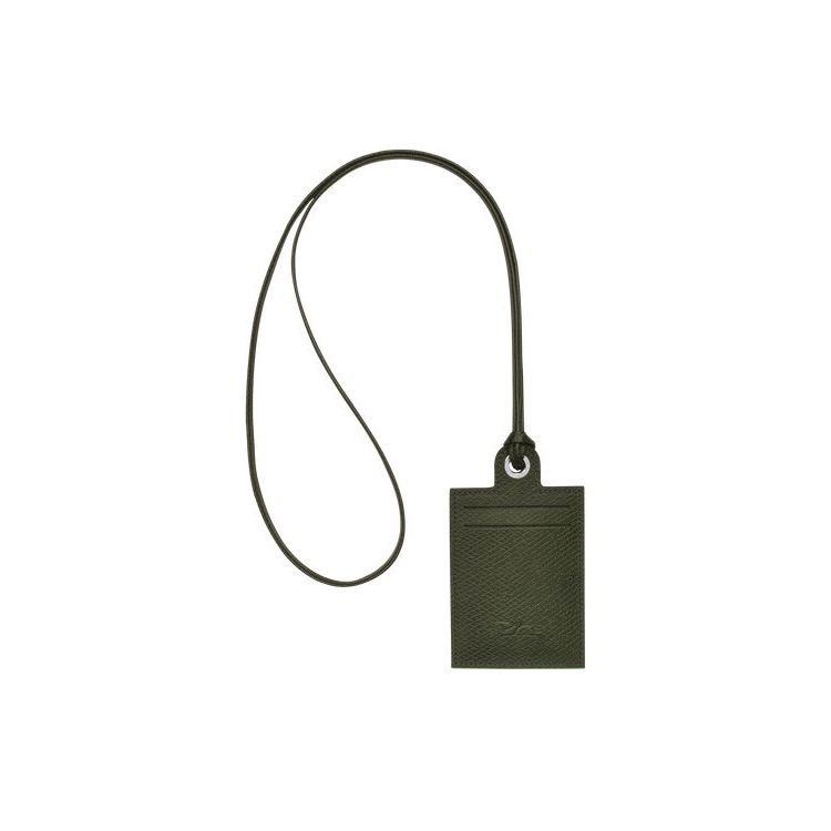 Longchamp Card With Necklace Forest Leren Kaarthouder Groen | 578302-HBF