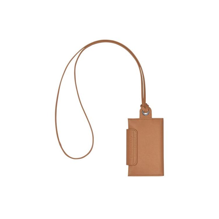 Longchamp Card With Necklace Hazelnut Leren Kaarthouder Beige | 743089-IFV