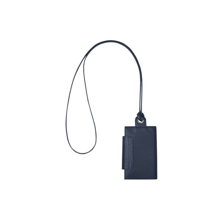 Longchamp Card With Necklace Leren Kaarthouder Donkerblauw | 549031-CFL