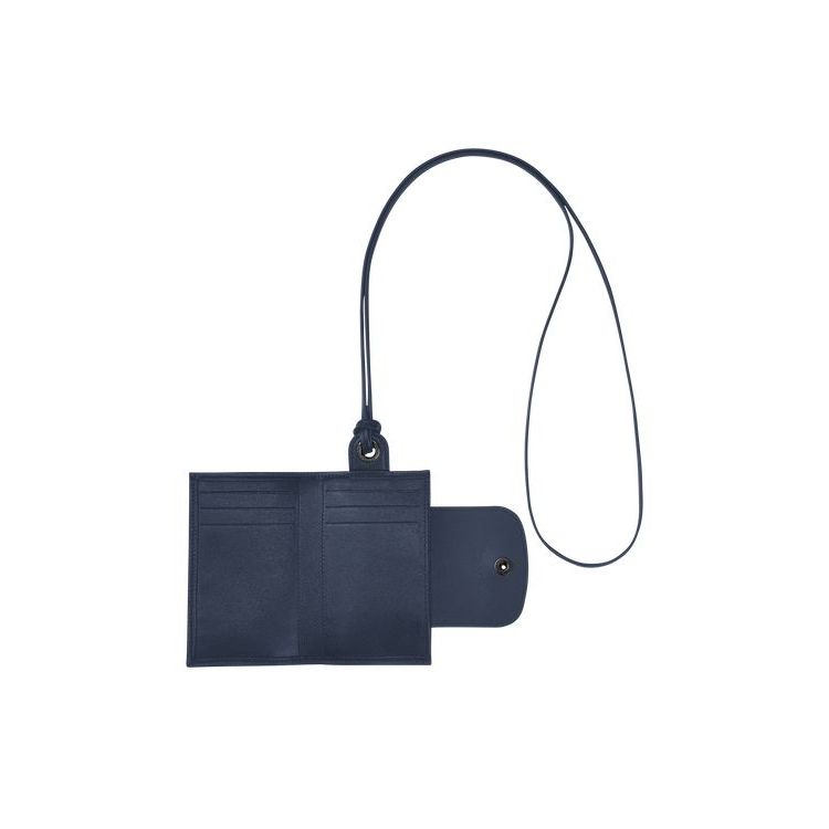 Longchamp Card With Necklace Leren Kaarthouder Donkerblauw | 549031-CFL