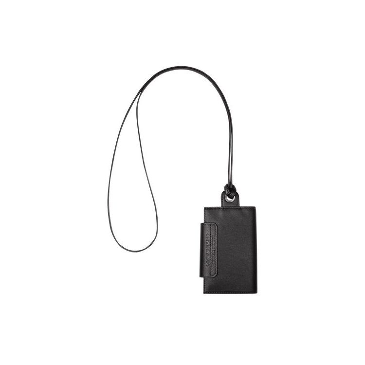 Longchamp Card With Necklace Leren Kaarthouder Zwart | 678413-EMC