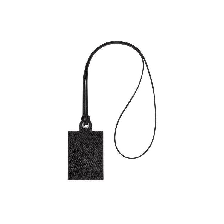 Longchamp Card With Necklace Leren Kaarthouder Zwart | 719526-QWX