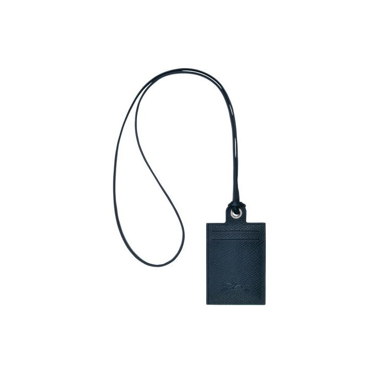 Longchamp Card With Necklace Leren Kaarthouder Donkerblauw | 815673-NBR