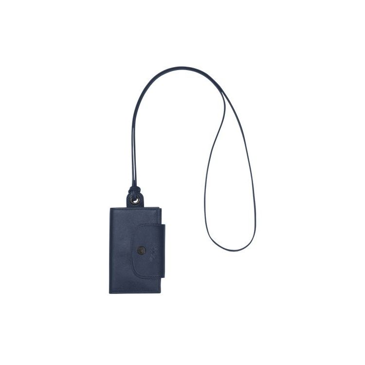 Longchamp Card With Necklace Leren Kaarthouder Donkerblauw | 827531-TFQ