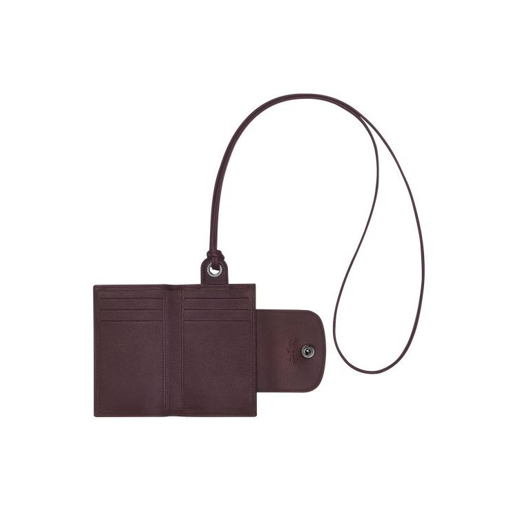 Longchamp Card With Necklace Leren Kaarthouder Bordeaux | 890735-TUX