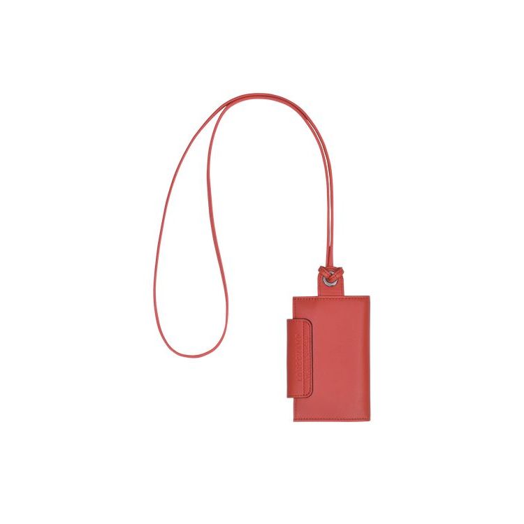 Longchamp Card With Necklace Terracotta Leren Kaarthouder Oranje | 476980-LRU