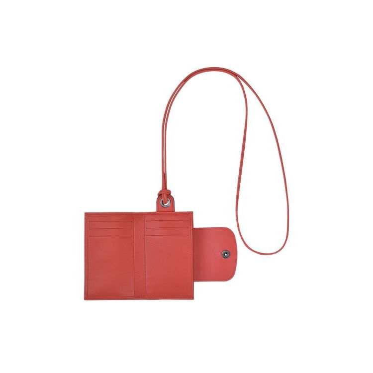 Longchamp Card With Necklace Terracotta Leren Kaarthouder Oranje | 476980-LRU