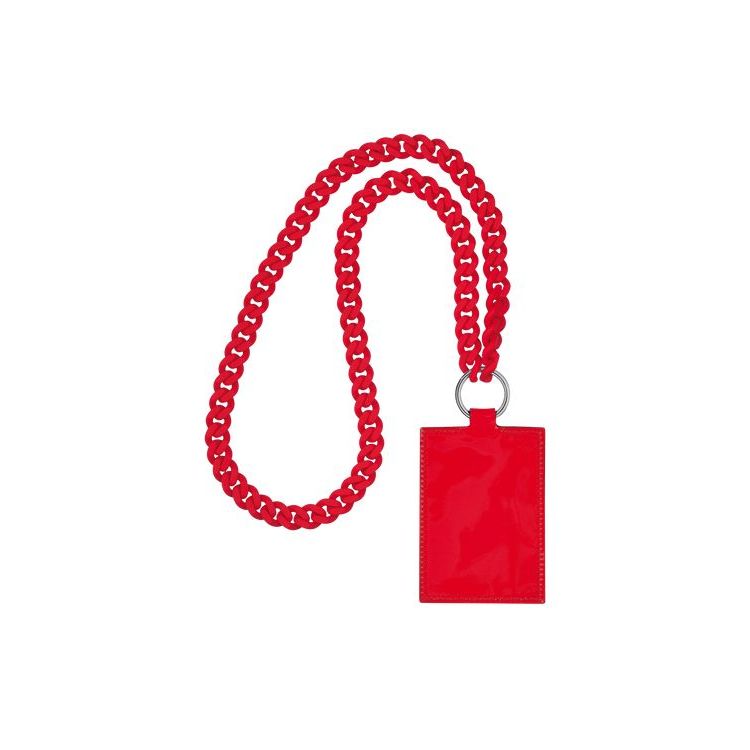 Longchamp Card With Necklace Vermilion Leren Kaarthouder Rood | 957142-GBE